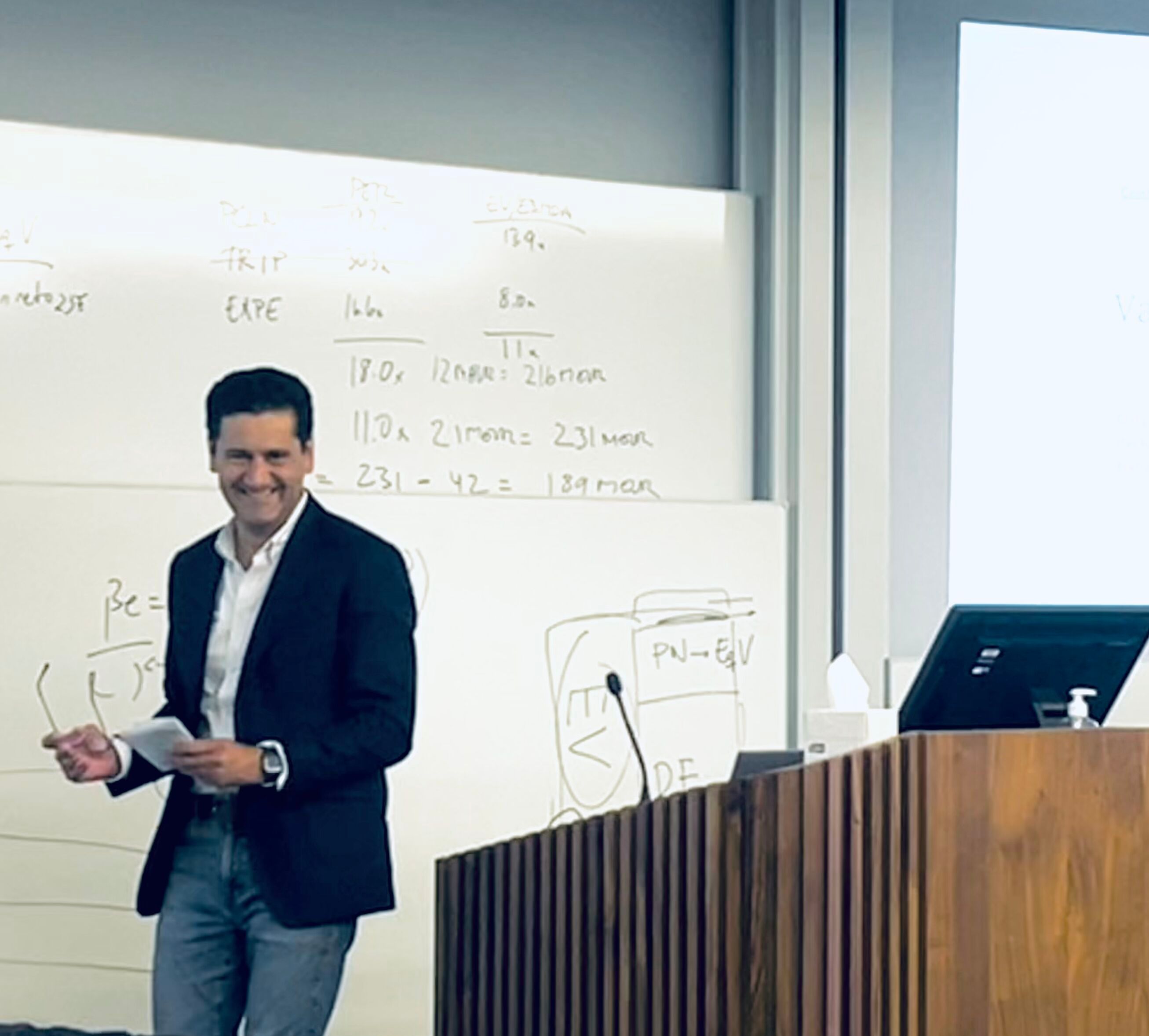 Santiago Minguez teaching a finance class at ESADE